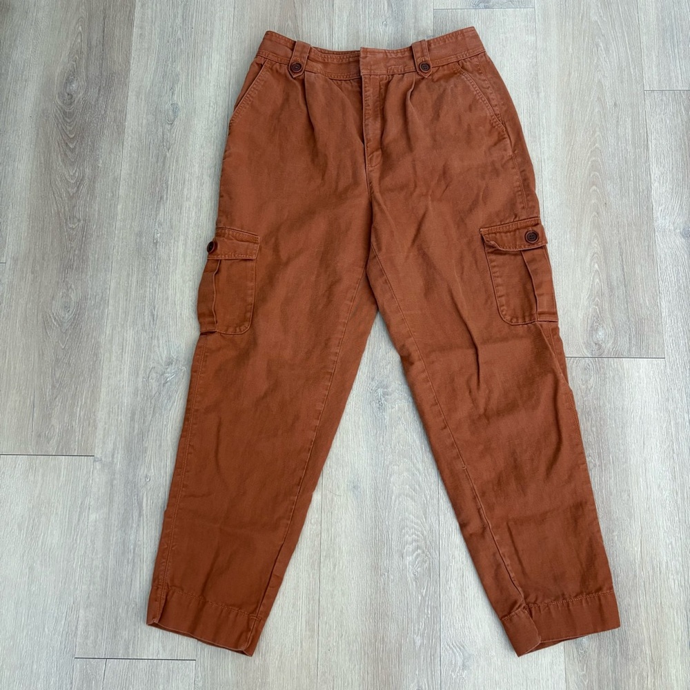 Converse Womens Cargo Pants Size 8 Rust Brown Baggy Relaxed Cotton Linen Casual